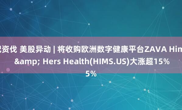 配资伐 美股异动 | 将收购欧洲数字健康平台ZAVA Hims & Hers Health(HIMS.US)大涨超15%