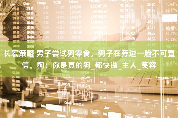 长宏策略 男子尝试狗零食，狗子在旁边一脸不可置信。狗：你是真的狗_都快溢_主人_笑容