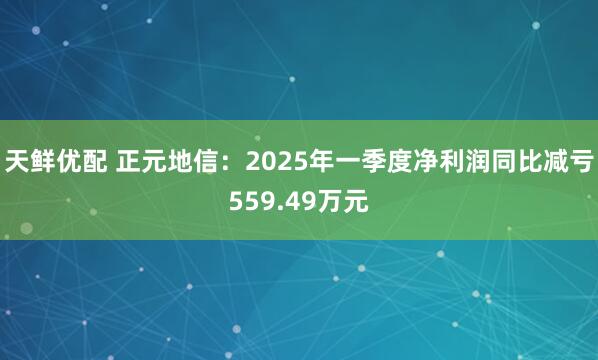 天鲜优配 正元地信：2025年一季度净利润同比减亏559.49万元